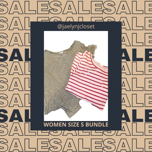 Bundle of 2 Women’s Sise Small Striped Blouses - Picture 1 of 6